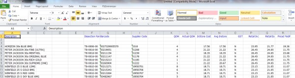 POS Software On hand and price in excel