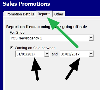 A screenshot for a report showing items on sale and their sale prices