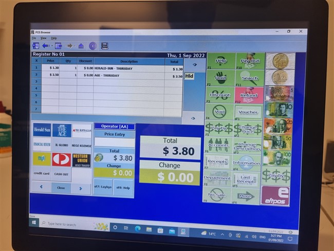 POS Software on an all-in-one unit