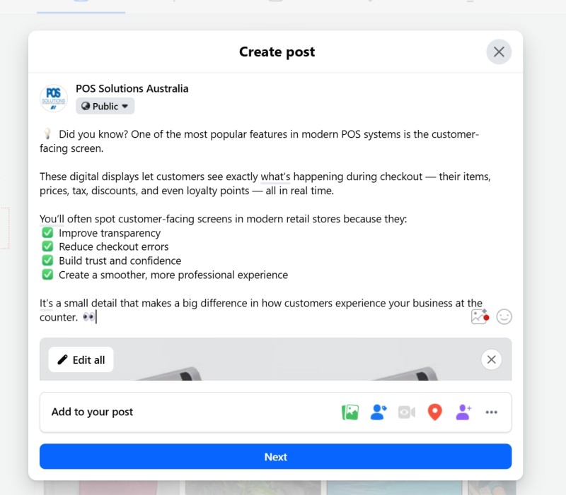 Facebook advertisement