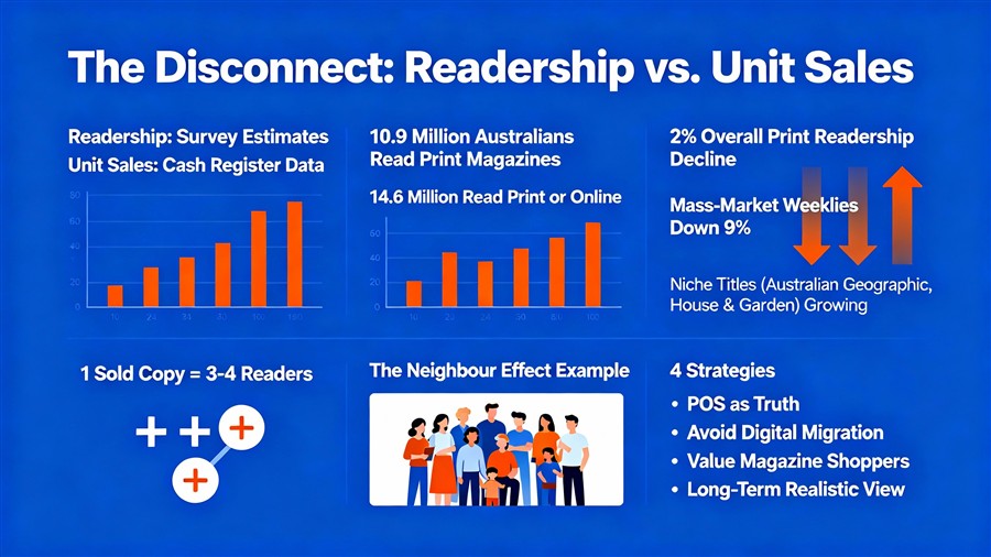 Readership of magazines vs sales in 2025