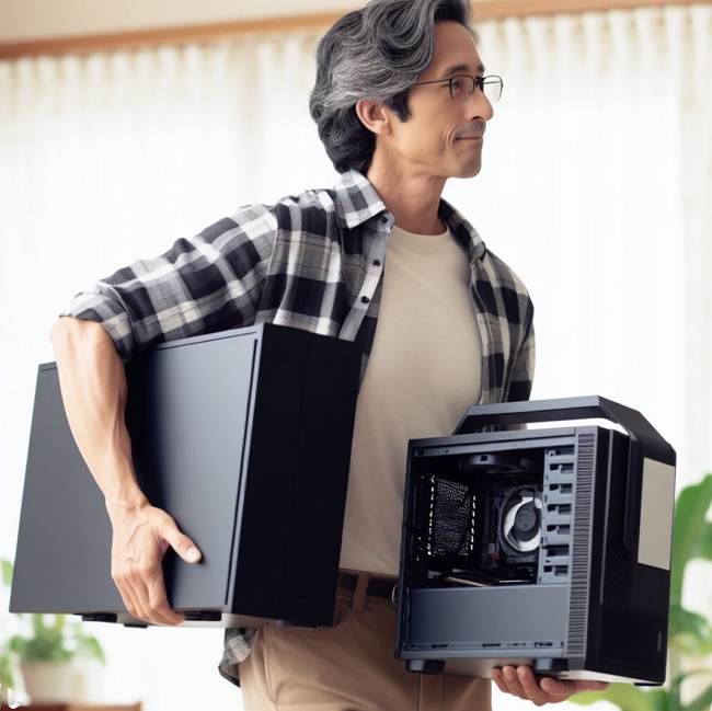 A computer being moved