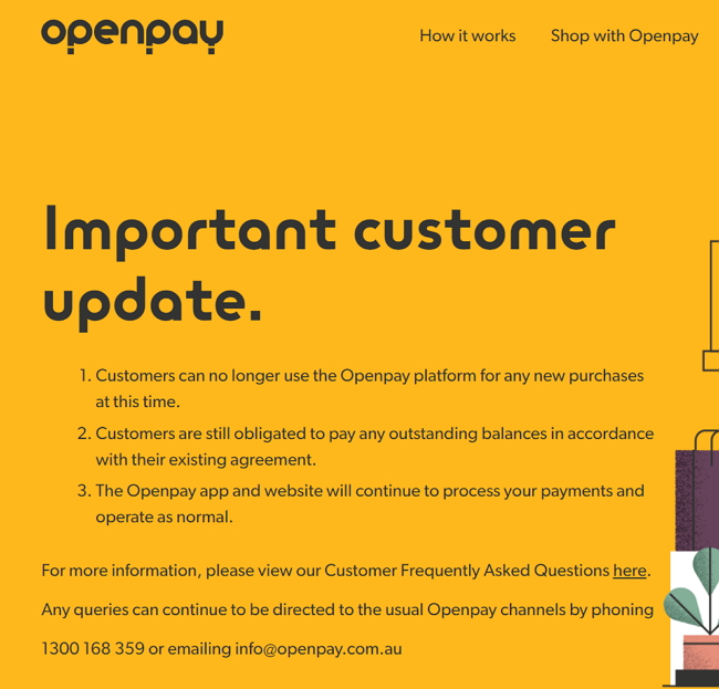 OpenPay no longer available