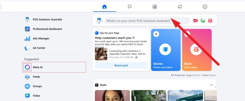 Open business facebook page