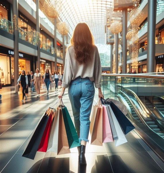 Shopper in a shopping centre