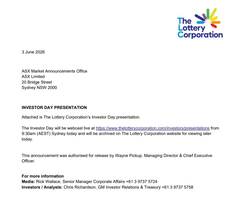 The lottery corporation investor day presentation 2026