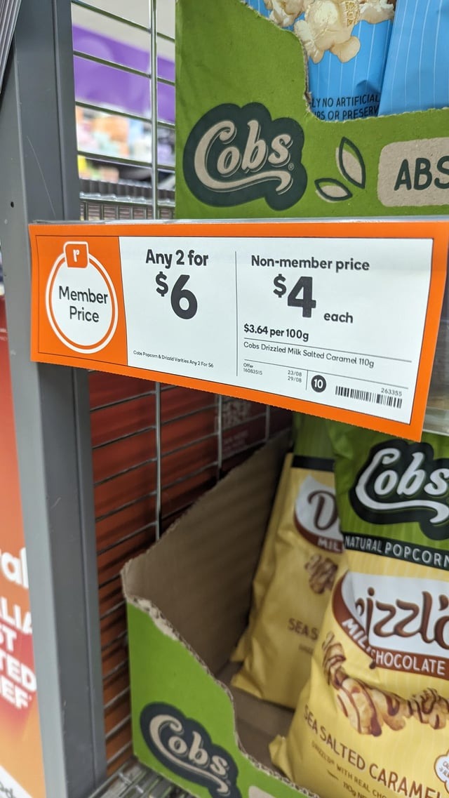Sample of Member-only pricing by Woolworths
