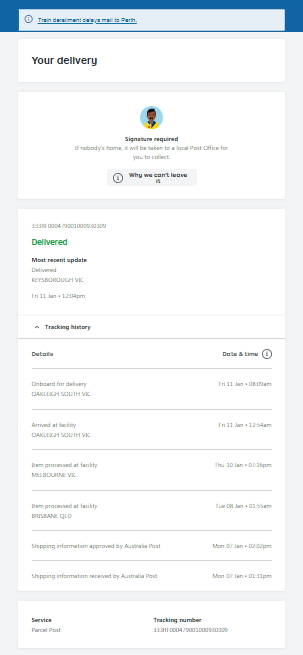 Tracking delivery monitoring