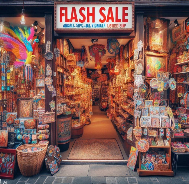 A shop having a flash sale