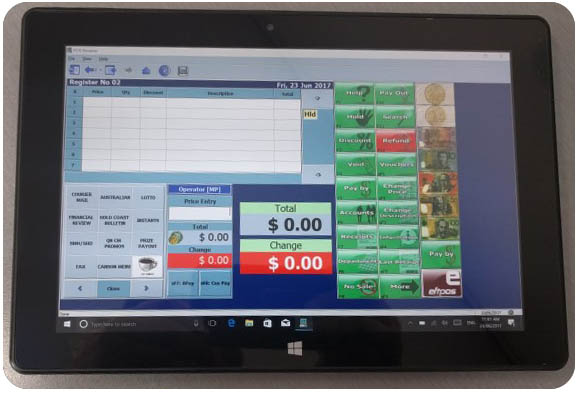POS BROWSER shown on windows tablet device