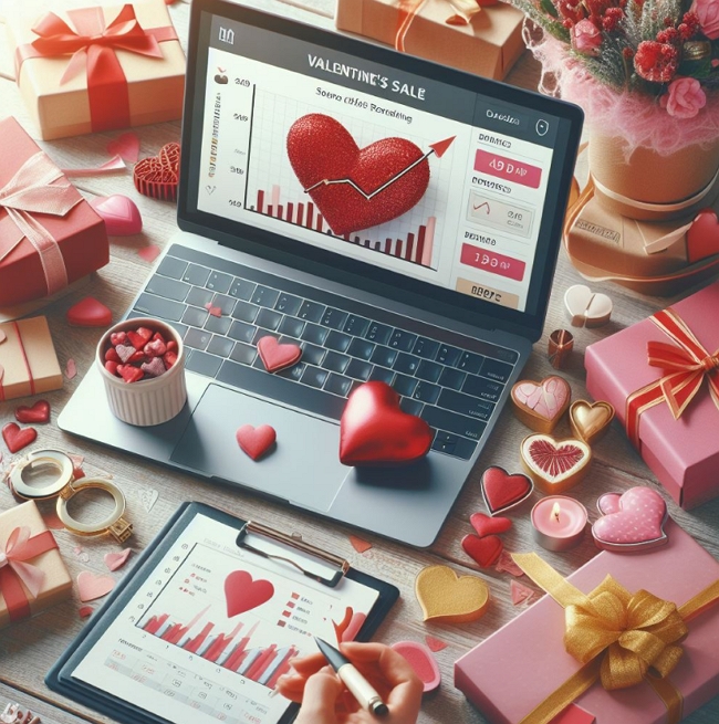 Computer reports for Valentines Day Sales