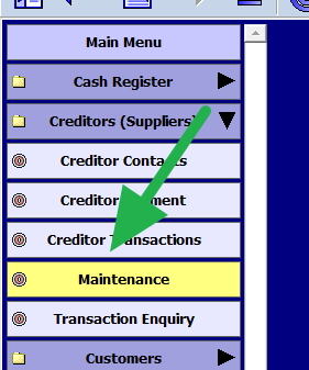 POS System Main menu