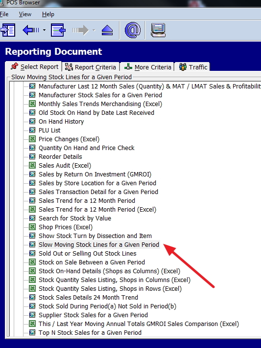 Slow moving stock report