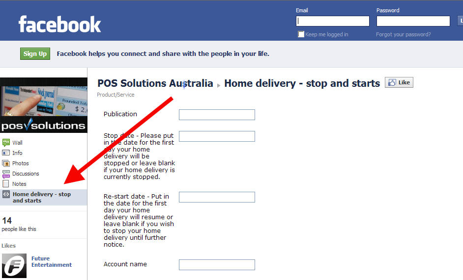 Facebook though POS Solutions